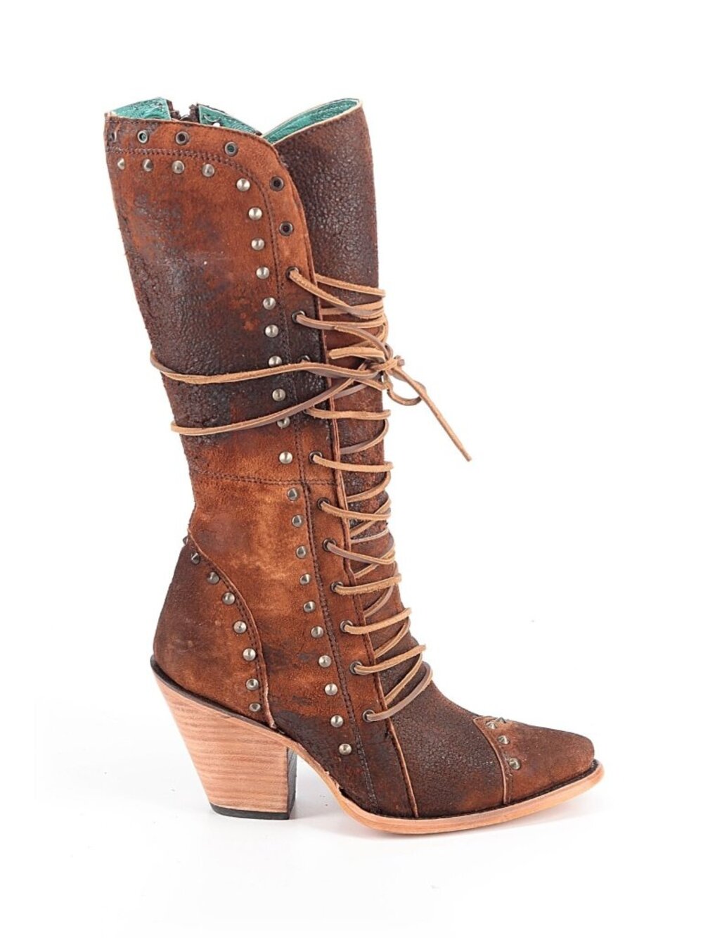 NWT Corral Boots Z5321 Lace-Up Studded Knee High Western Cowboy 3" Heels 8